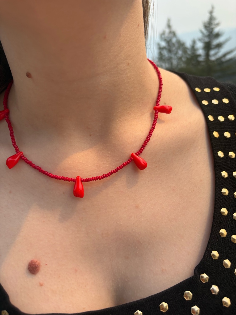 Red Glass Ladies Necklace
